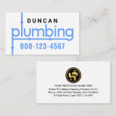 Carte De Visite Blue Plumbing Pipeline Plumber (Devant / Derrière)
