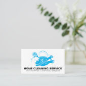 Carte De Visite Blue Pro Home Cleaning Service Janitorial Maid (Debout devant)