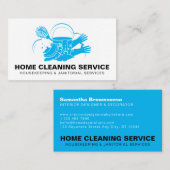 Carte De Visite Blue Pro Home Cleaning Service Janitorial Maid (Devant / Derrière)