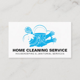 Carte De Visite Blue Pro Home Cleaning Service Janitorial Maid
