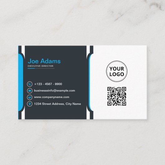 Carte De Visite Blue Professional Moderne (Devant)