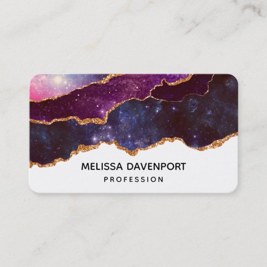 Carte De Visite Blue & Purple Space & Stars Agate moderne (Devant)