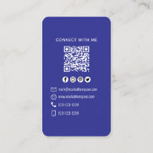 Carte De Visite Blue QR Code Photo Connect Modern Minimal (Dos)