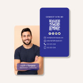 Carte De Visite Blue QR Code Photo Connect Modern Minimal