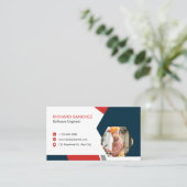 Carte De Visite Blue Red Modern Custom (Debout devant)