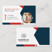 Carte De Visite Blue Red Modern Custom (Devant / Derrière)