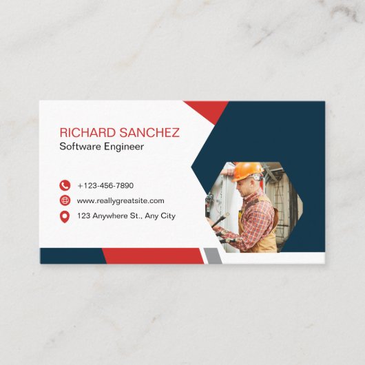 Carte De Visite Blue Red Modern Custom (Devant)