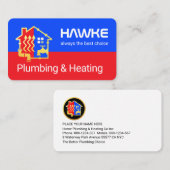 Carte De Visite Blue Red Plumbing Heating Pipe Frame (Devant / Derrière)