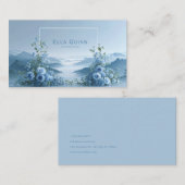 Carte De Visite Blue Rose Floral and Misty Mountain Valley (Devant / Derrière)