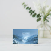 Carte De Visite Blue Rose Floral and Misty Mountain Waterfall (Debout devant)