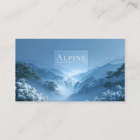 Carte De Visite Blue Rose Floral and Misty Mountain Waterfall (Devant)