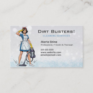Carte De Visite Blue Salute Dirt Busters Nettoyage Lady Service