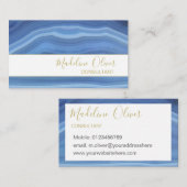 Carte De Visite Blue Sapphire Élégant Agate Moderne Typographie (Devant / Derrière)