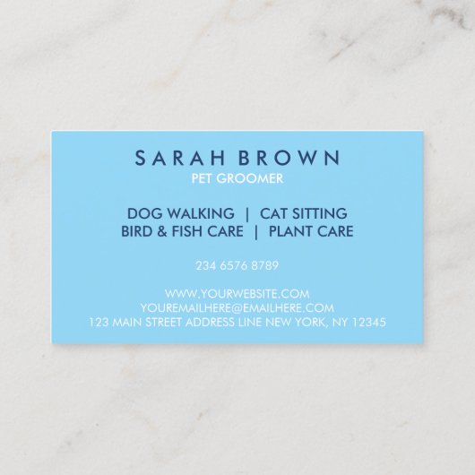 Carte De Visite Blue Shark Fish | Baby Sitter Care (Dos)