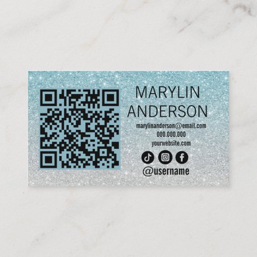 Carte De Visite Blue Silver Ombre Parties scintillant Lash Technic (Dos)