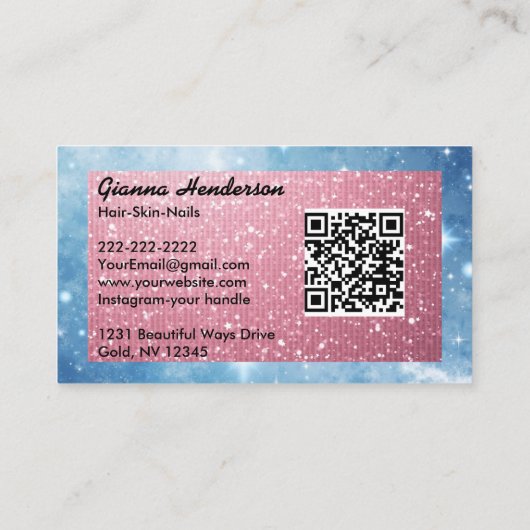 Carte De Visite Blue Sky And Pink Flashy Shiny (Dos)