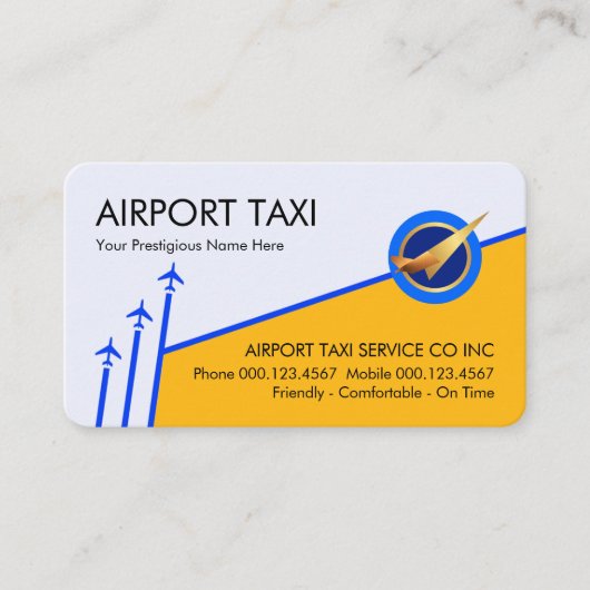 Carte De Visite Blue Sky Arrows Yellow Airport Plane Runway (Devant)