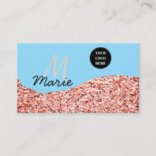 Carte De Visite blue sparkle ajouter un logo texte merci escompte