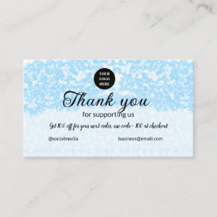 Carte De Visite blue sparkle ajouter un logo texte merci escompte