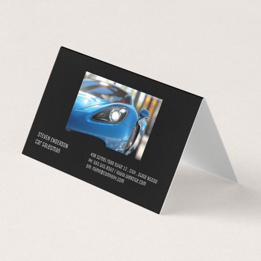 Carte De Visite Blue Sports Car | Close Up  (Devant)