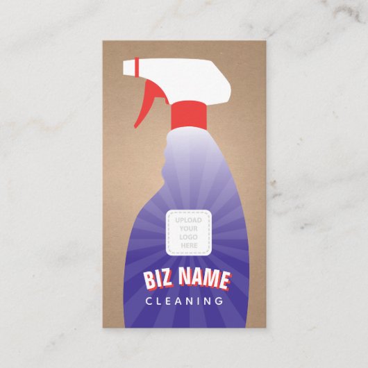 Carte De Visite Blue Spray Bottle Cleaning Company (Devant)