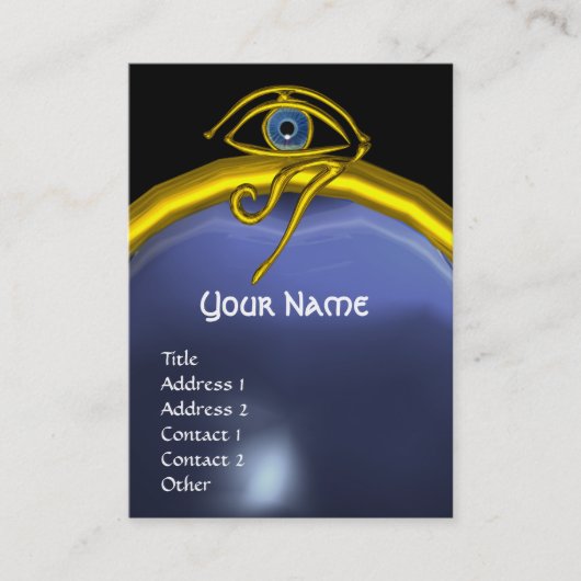 CARTE DE VISITE BLUE TALISMAN OR HORUS OEIL TOPAZ GEM MONOGRAMME (Devant)