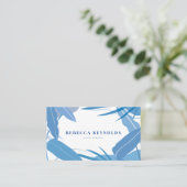 Carte De Visite Blue Tropical Feuille Moderne (Debout devant)