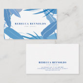 Carte De Visite Blue Tropical Feuille Moderne (Devant / Derrière)