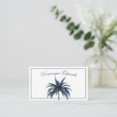 Carte De Visite Blue Tropical Palm Tree élégant professionnel (Debout devant)