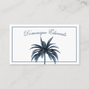 Carte De Visite Blue Tropical Palm Tree élégant professionnel