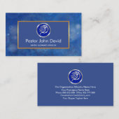 Carte De Visite Blue Water Bokeh Ichthus Fish Pasteur (Devant / Derrière)