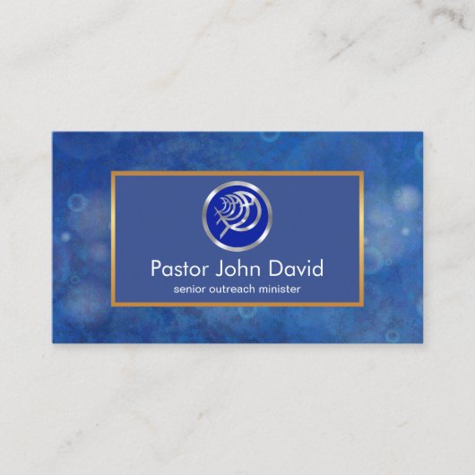 Carte De Visite Blue Water Bokeh Ichthus Fish Pasteur (Devant)