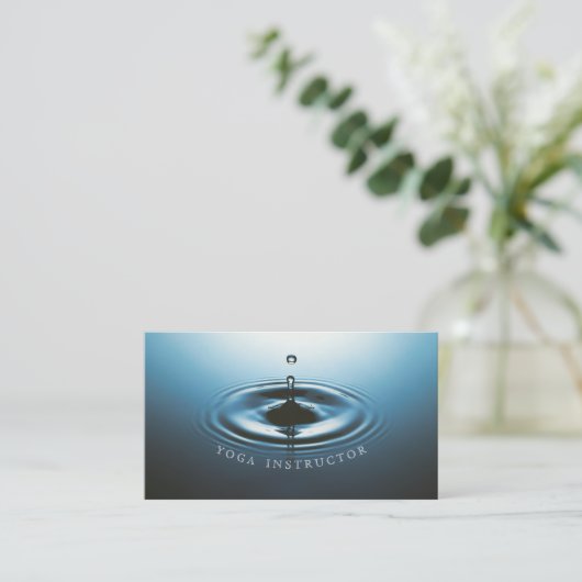 Carte De Visite Blue Water Drop Ripple & OM Symbole YOGA Instructe (Debout devant)