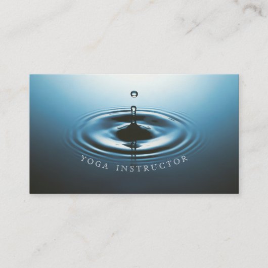 Carte De Visite Blue Water Drop Ripple & OM Symbole YOGA Instructe (Devant)