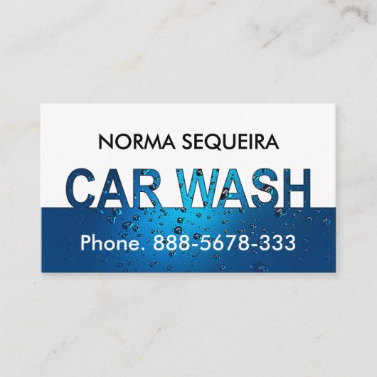 Carte De Visite Blue Water Drops Signal de lavage de voiture (Devant)