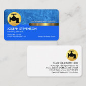 Carte De Visite Blue Water Grunge Gold Faucet Tab (Devant / Derrière)
