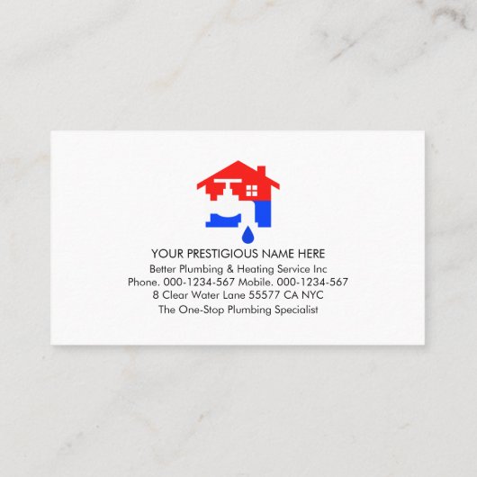 Carte De Visite Blue Water Plumber Reflection Layer (Dos)