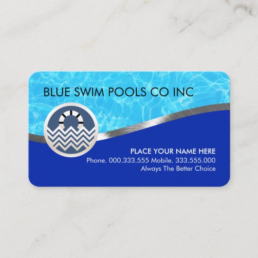 Carte De Visite Blue Water Silver Pool Lining (Devant)