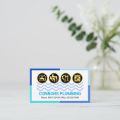 Carte De Visite Blue Water Waves Frame Plumbing (Debout devant)