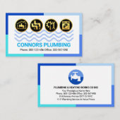 Carte De Visite Blue Water Waves Frame Plumbing (Devant / Derrière)
