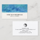 Carte De Visite Blue Watercolor Web Design Business Card (Devant / Derrière)