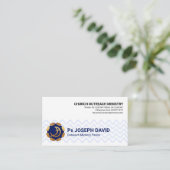 Carte De Visite Blue Wave Lines Gold Fish Life Bouée Christian  (Debout devant)