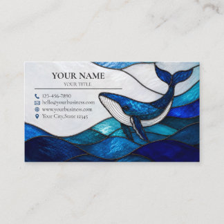 Carte De Visite Blue Whale Stained Glass Ocean Business Card