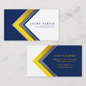 Carte De Visite Blue White Or professionnel géométrique moderne (Devant / Derrière)