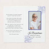 Carte De Visite Blue Winter Snowflakes Funeral Prière (Extérieur déplié)