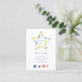 Carte De Visite Blue & Yellow Original Buttons Star Handmade Love (Debout devant)