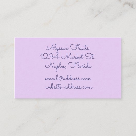 Carte De Visite Blueberge d'eau (Dos)