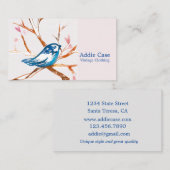 Carte De Visite Bluebird Dans Les Branches De L'Arbre Coeurs Feuil (Devant / Derrière)