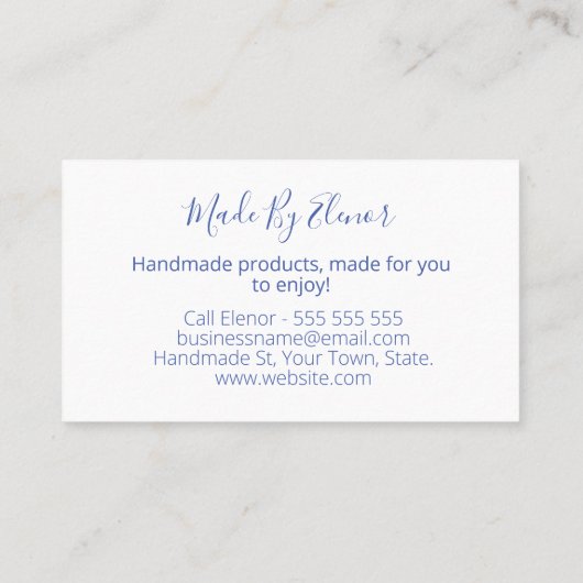 Carte De Visite Bluebird Sur Blanc Fait À La Main (Dos)