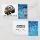 Carte De Visite Blueprints | Construction Truck | Saw | Hand Tools (Devant / Derrière)